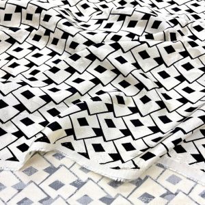 Geometrik Tasarım Jakarlı Pamuklu Cupro Kumaş SRVT