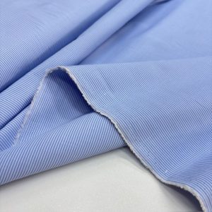 Gök Mavi Çizgili Pamuklu Poplin Kumaş