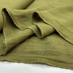 İthal 100% Ham Keten Kumaş Zeytin Yeşili