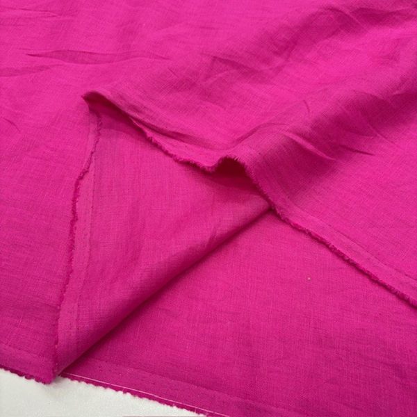 İthal 100% Keten Kumaş Fuşya Pembe