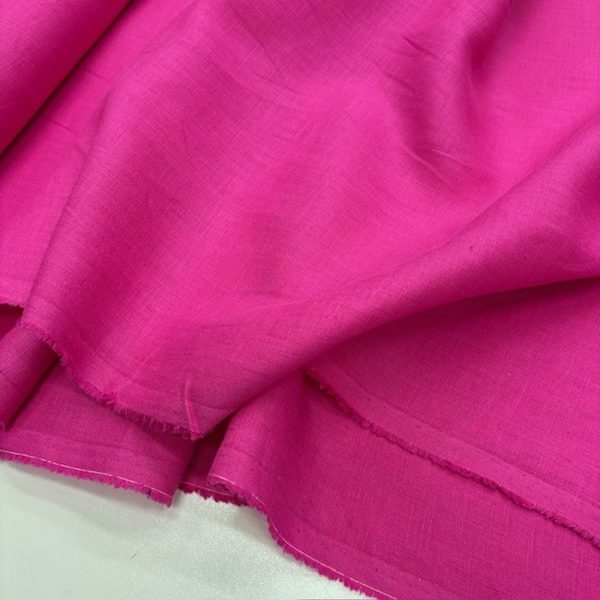 İthal 100% Keten Kumaş Fuşya Pembe