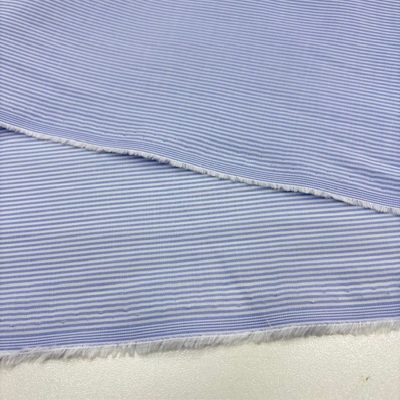 Mavi Dikey Çizgili Pamuklu Poplin Kumaş