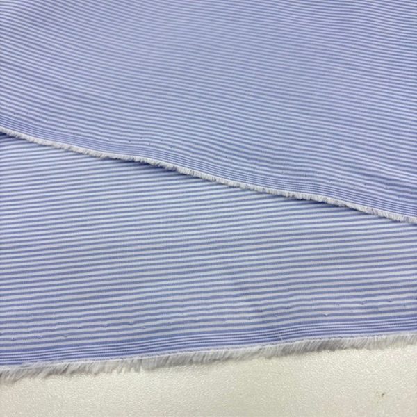 Mavi Dikey Çizgili Pamuklu Poplin Kumaş