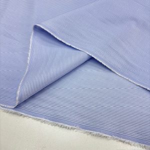 Mavi Dikey Çizgili Pamuklu Poplin Kumaş