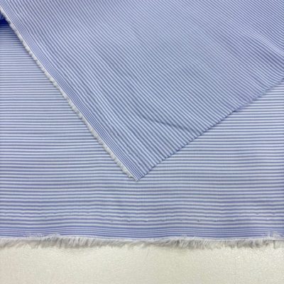 Mavi Dikey Çizgili Pamuklu Poplin Kumaş