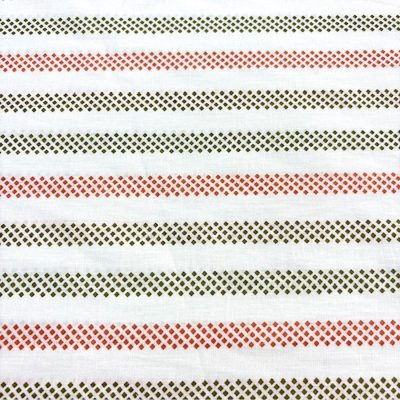 Pastel Geometrik Çizgili Pamuklu Keten Kumaş
