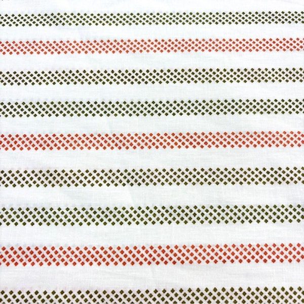 Pastel Geometrik Çizgili Pamuklu Keten Kumaş