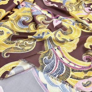 Vintage Etro Kahve İtalyan Saten Kumaş
