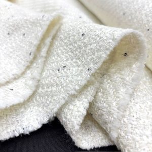 Ekru Beyaz Parıltılı Pullu Tweed Kumaş SRVT