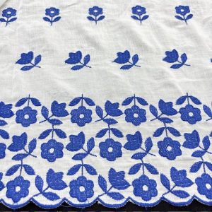 Özel Nakışlı Saf Pamuk Fisto Mavi BYR