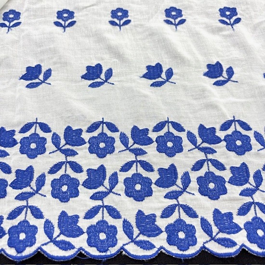 Özel Nakışlı Saf Pamuk Fisto Mavi BYR