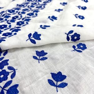 Özel Nakışlı Saf Pamuk Fisto Mavi BYR