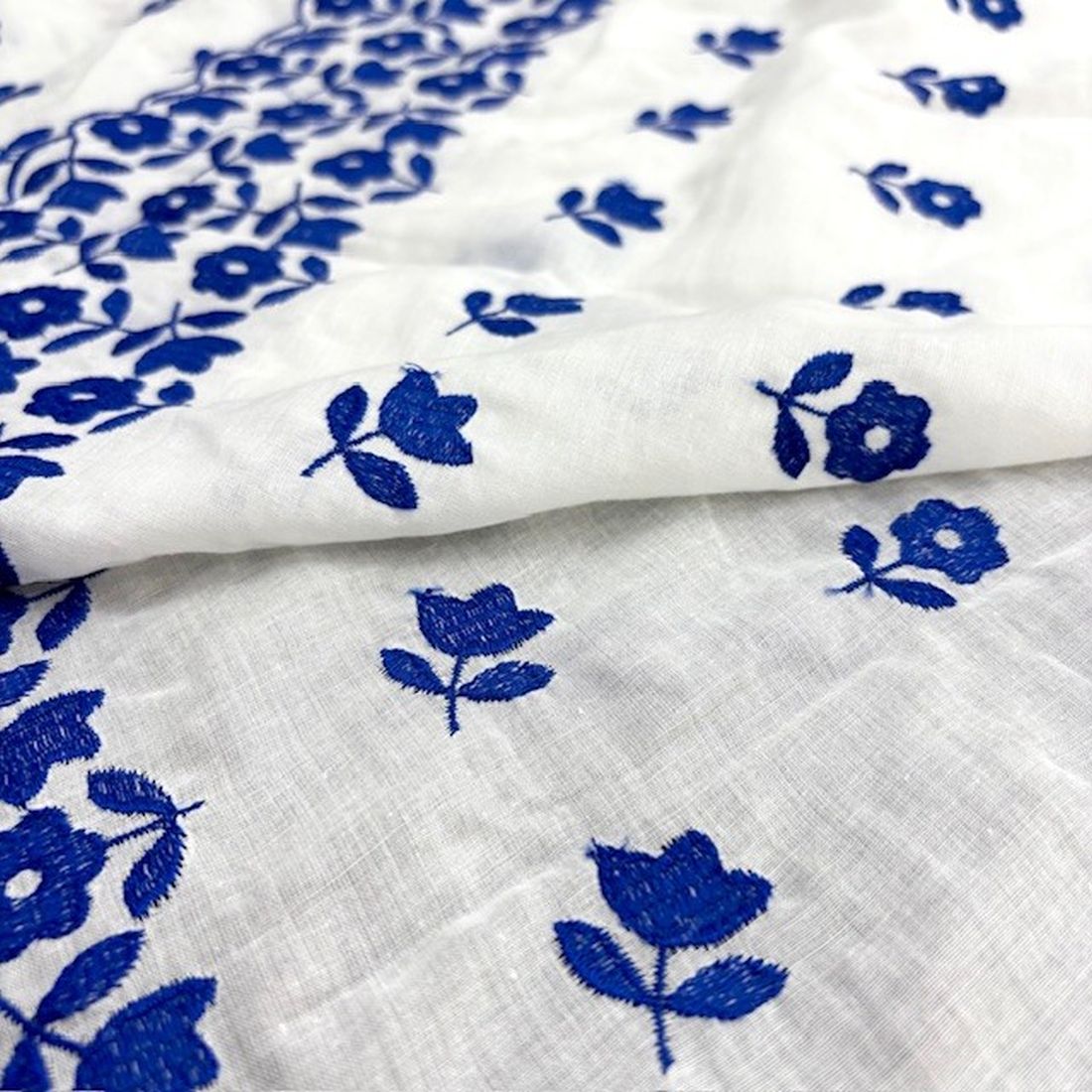 Özel Nakışlı Saf Pamuk Fisto Mavi BYR