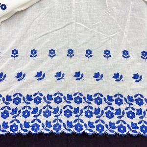 Özel Nakışlı Saf Pamuk Fisto Mavi BYR