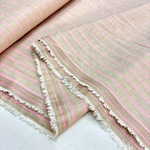 Pembe Çizgili Süper Ham Keten Kumaş
