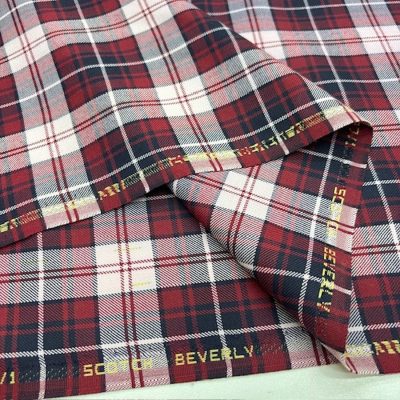 Scotch Bordo Ekoseli Viskos Kumaş