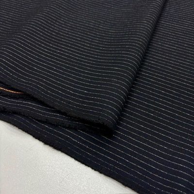 Siyah Beyaz Çizgili Gabardin Flanel Kumaş YVZ