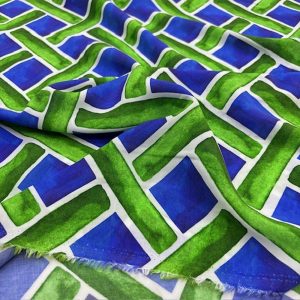 Yeşil Kareli Vual Viskon Kumaş YVZ