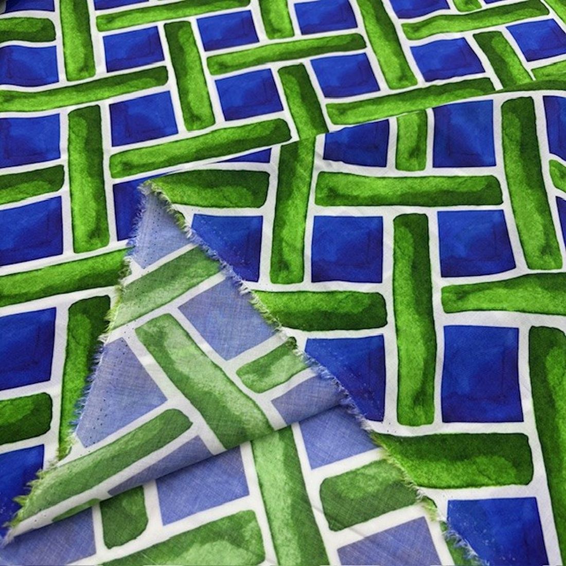 Yeşil Kareli Vual Viskon Kumaş YVZ