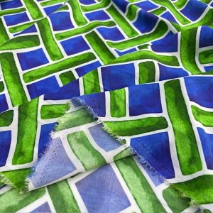 Yeşil Kareli Vual Viskon Kumaş YVZ