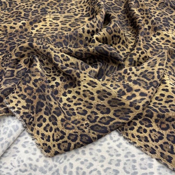 Zara Kahverengi Leopar İpeksi Cupro Kumaş YNS