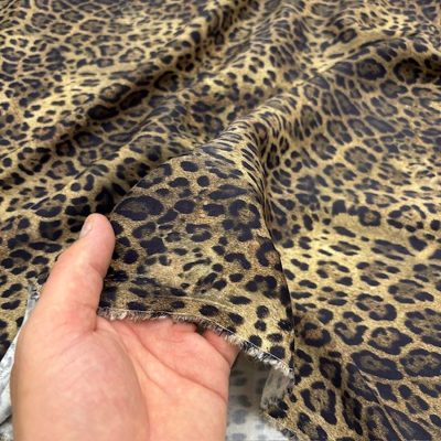 Zara Kahverengi Leopar İpeksi Cupro Kumaş YNS