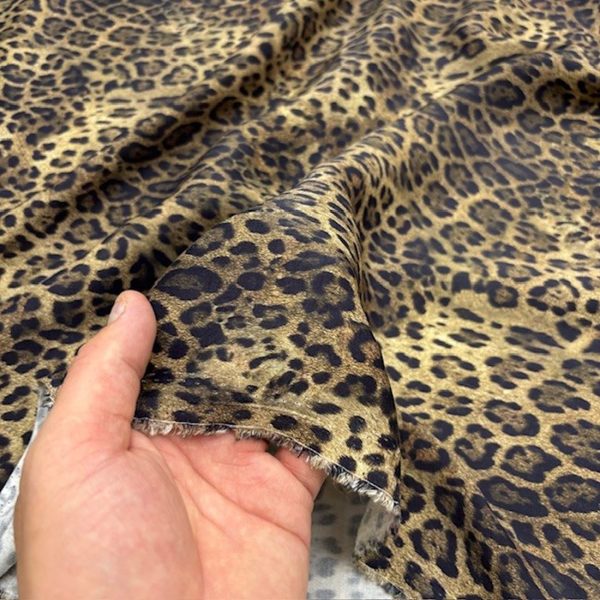 Zara Kahverengi Leopar İpeksi Cupro Kumaş YNS