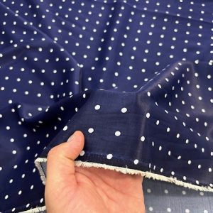 Zara Puantiyeli Filoş İpeksi Cupra Kumaş Lacivert