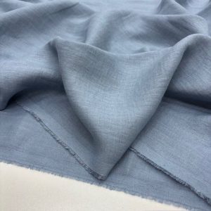 100% Keten Kumaş Açık İndigo Mavisi