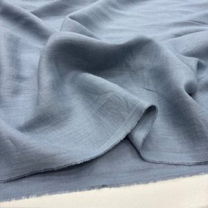100% Keten Kumaş Açık İndigo Mavisi