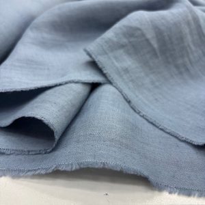 100% Keten Kumaş Açık İndigo Mavisi