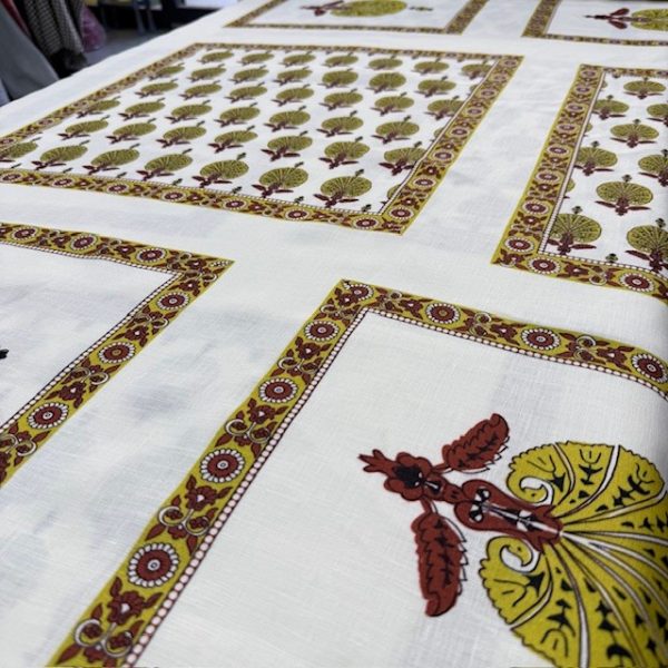 Antika Pano Desenli %100 Keten Kumaş BYR