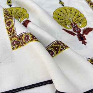 Antika Pano Desenli %100 Keten Kumaş BYR