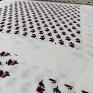 Gül Pano Desenli %100 Ham Keten Kumaş BYR
