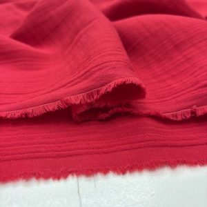 Kırmızı 100% Pamuk 4 Katmanlı Muslin Kumaş