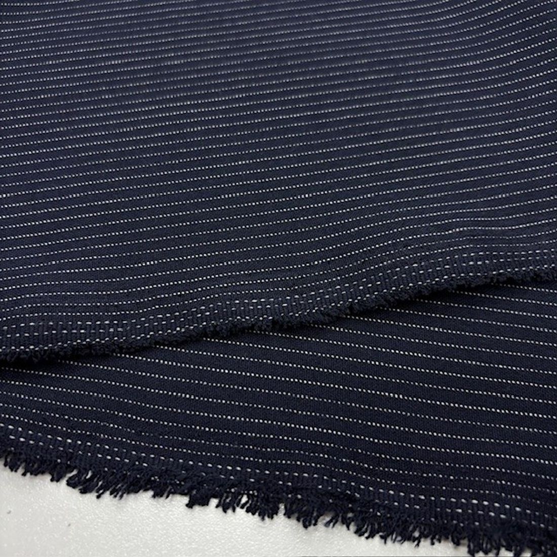 Lacivert İnce Çizgili Poliviskon Kumaş SMR
