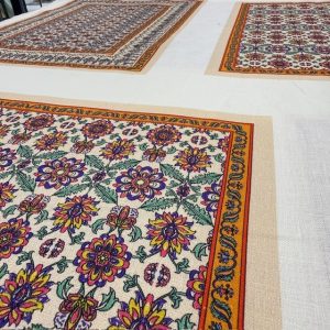 Mandala Pano Desenli %100 Ham Keten Kumaş BYR
