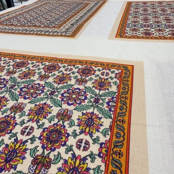 Mandala Pano Desenli %100 Ham Keten Kumaş BYR