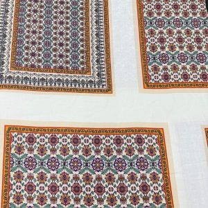 Mandala Pano Desenli %100 Ham Keten Kumaş BYR