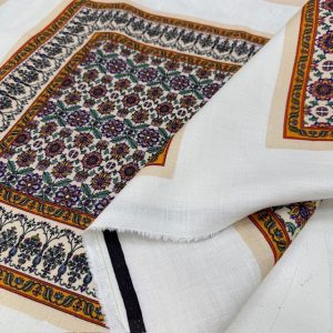 Mandala Pano Desenli %100 Ham Keten Kumaş BYR