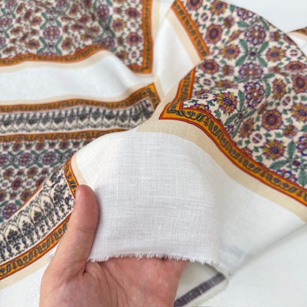 Mandala Pano Desenli %100 Ham Keten Kumaş BYR
