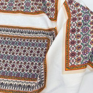 Mandala Pano Desenli %100 Ham Keten Kumaş BYR
