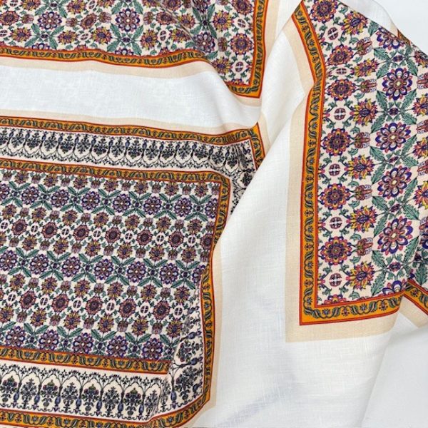 Mandala Pano Desenli %100 Ham Keten Kumaş BYR
