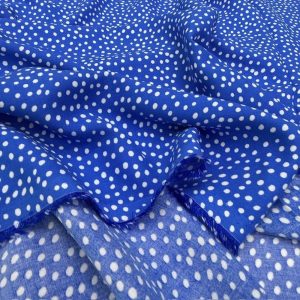 Mavi Beyaz Puantiyeli Pamuklu Viskon Kumaş YVZ