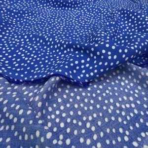Mavi Beyaz Puantiyeli Pamuklu Viskon Kumaş YVZ