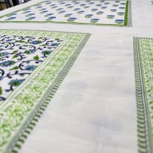 Mavi Gilia Çiçek Pano Desenli %100 Keten Kumaş BYR