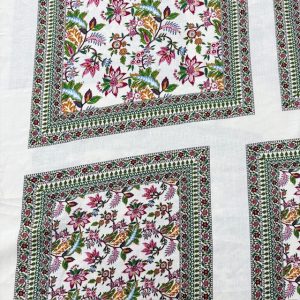 Otantik Çiçek Pano Desenli %100 Keten Kumaş BYR