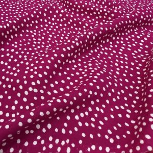 Pembe Beyaz Puantiyeli Pamuklu Viskon Kumaş YVZ