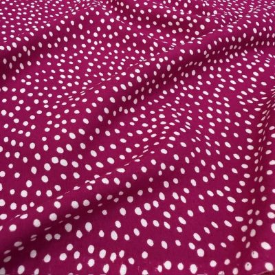 Pembe Beyaz Puantiyeli Pamuklu Viskon Kumaş YVZ