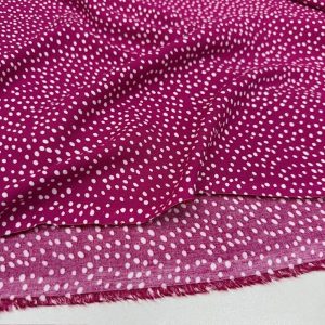 Pembe Beyaz Puantiyeli Pamuklu Viskon Kumaş YVZ